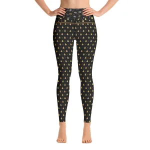 Crazy-Ass Leggings - Black and Gold Christmas Trees Ho Ho Ho - Yoga Leggings