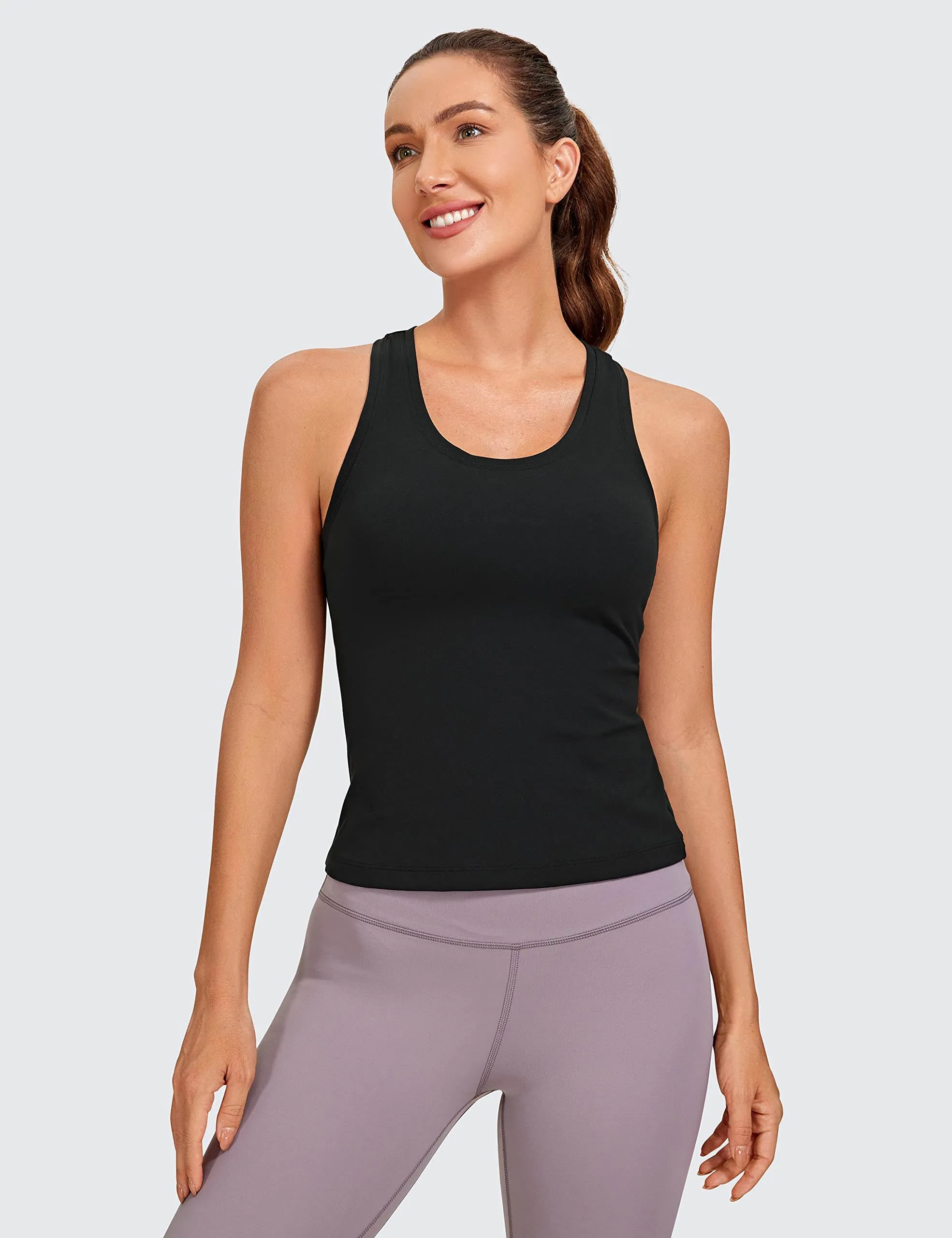 CRZ YOGA Butterluxe Racerback Workout Tank Tops for Women Sleeveless Gym Tops Athletic Yoga Shirts Camisole Black Small
