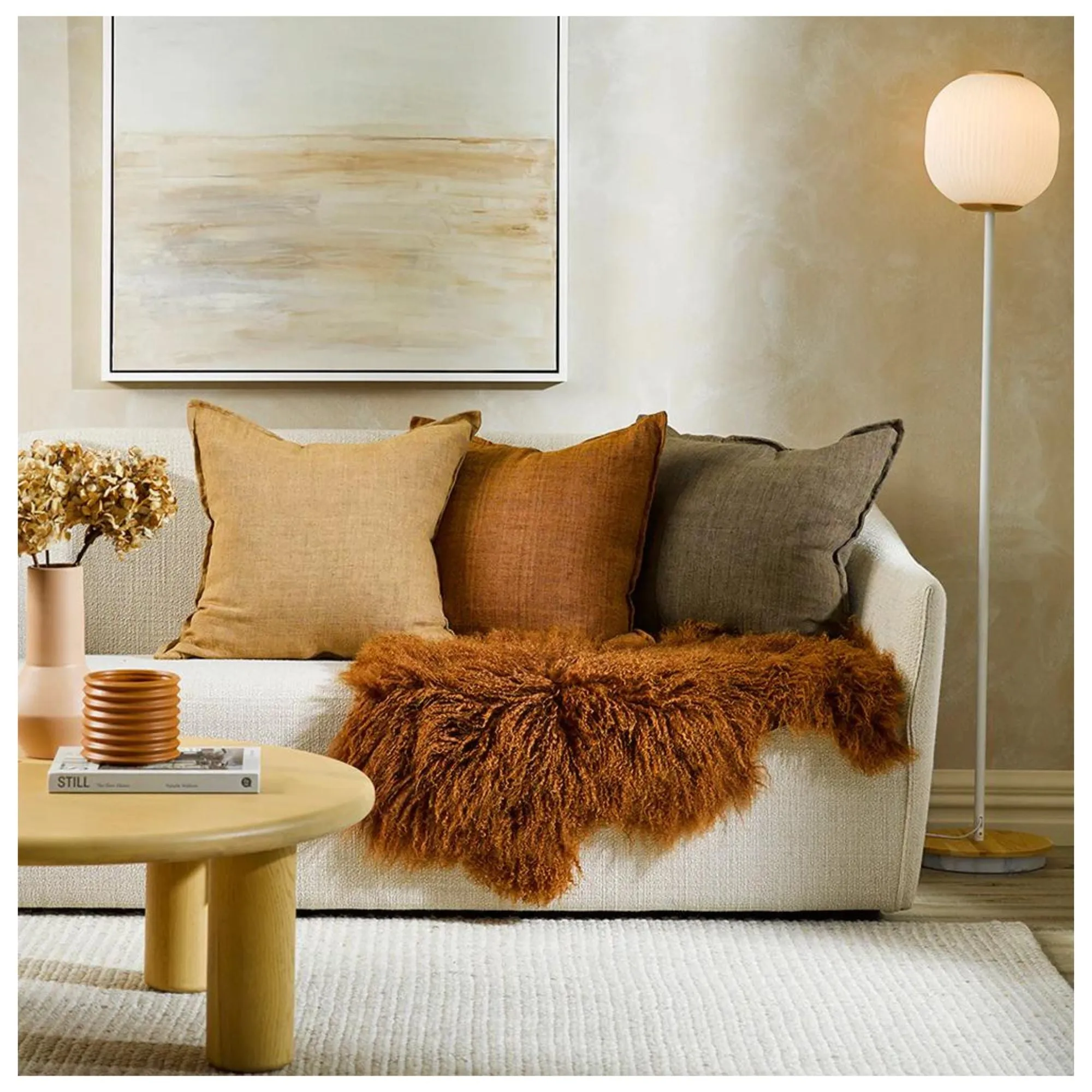 Cushion - Cassia With Feather Inner - Tobacco