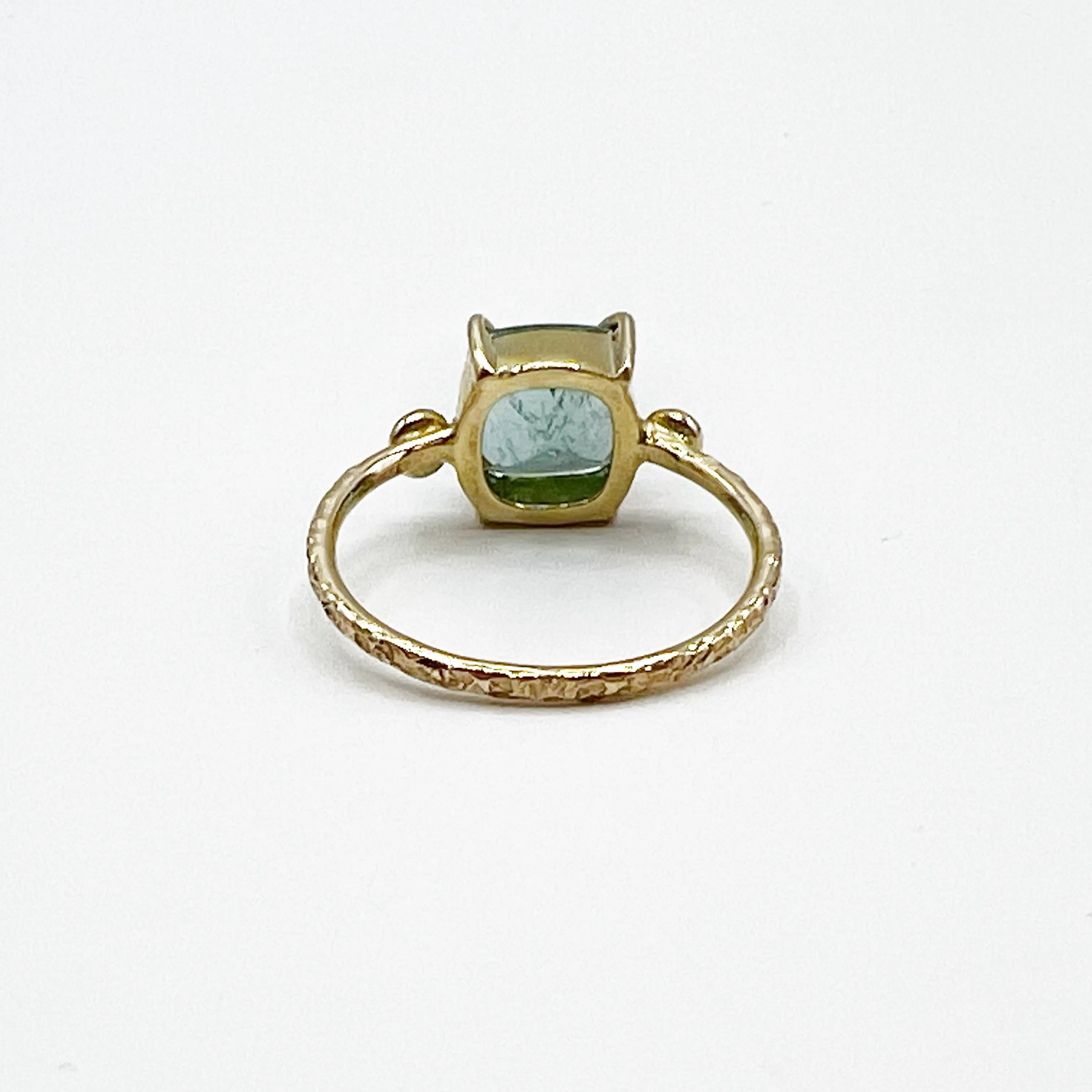 Cushion Cut Watery Emerald and Diamond Ring