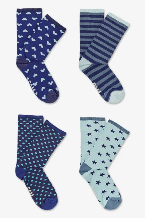 Dartmouth Bamboo Socks in Blue (4 Pairs) by BAM