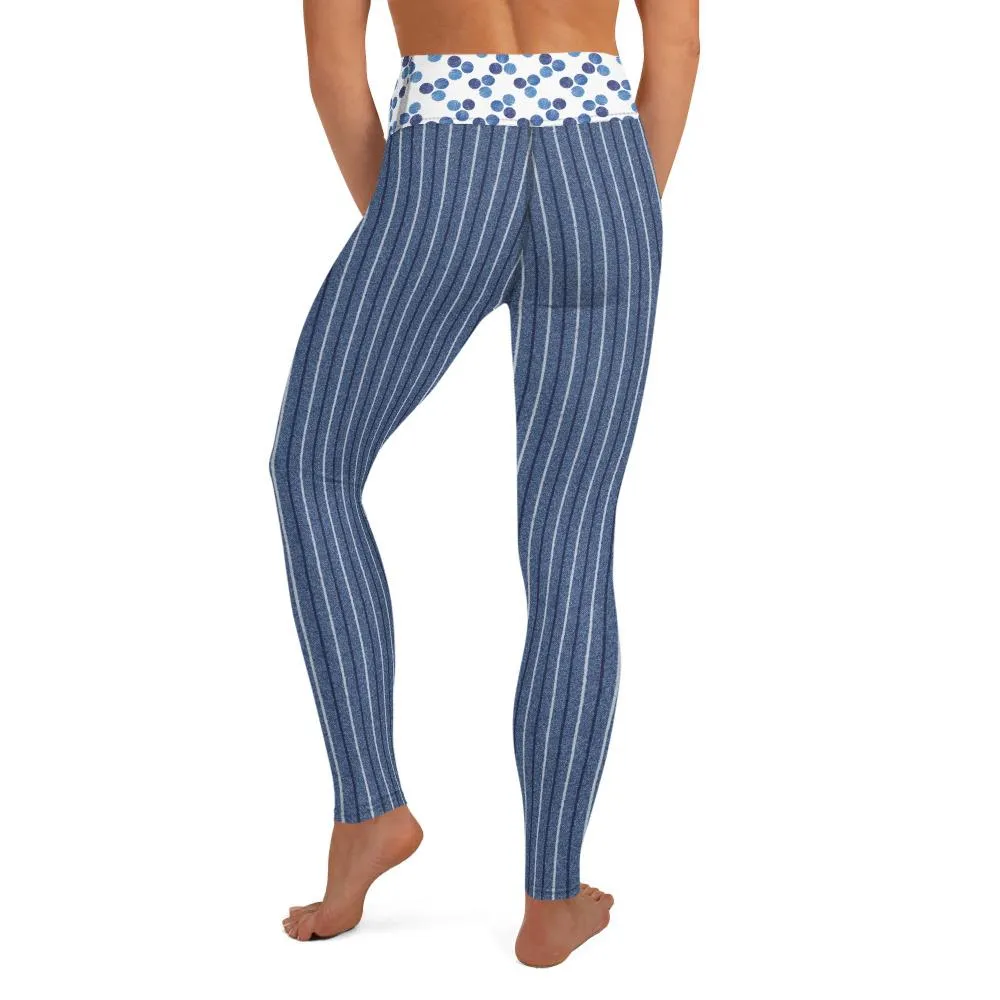 Denim Stripes and Dots - Yoga Leggings