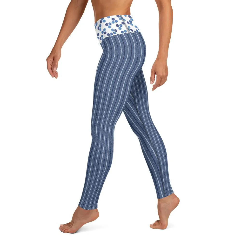 Denim Stripes and Dots - Yoga Leggings