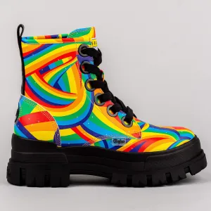 Dámske boty Buffalo Aspha Lace Up Hi Black Rainbow Vegan Nappa