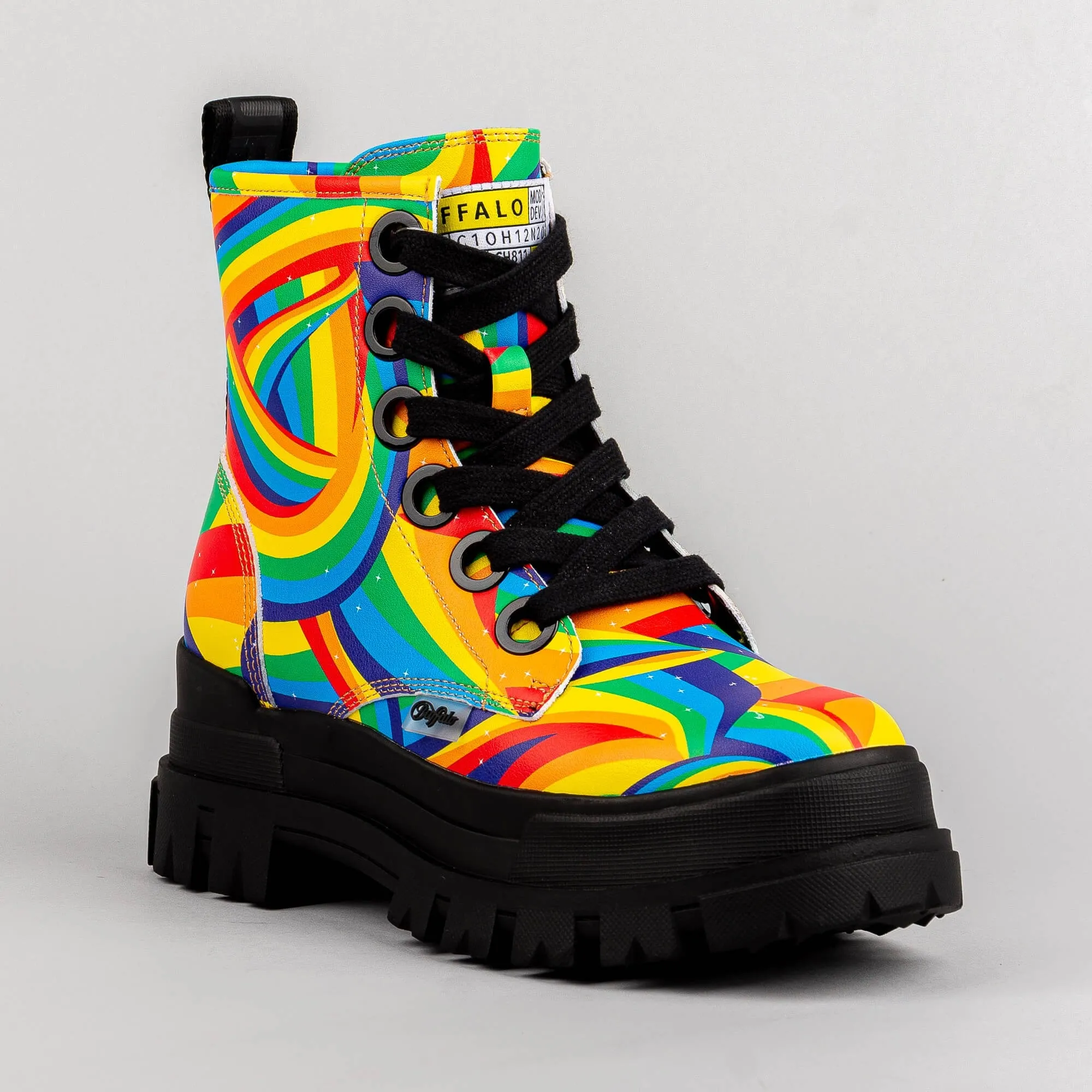 Dámske boty Buffalo Aspha Lace Up Hi Black Rainbow Vegan Nappa