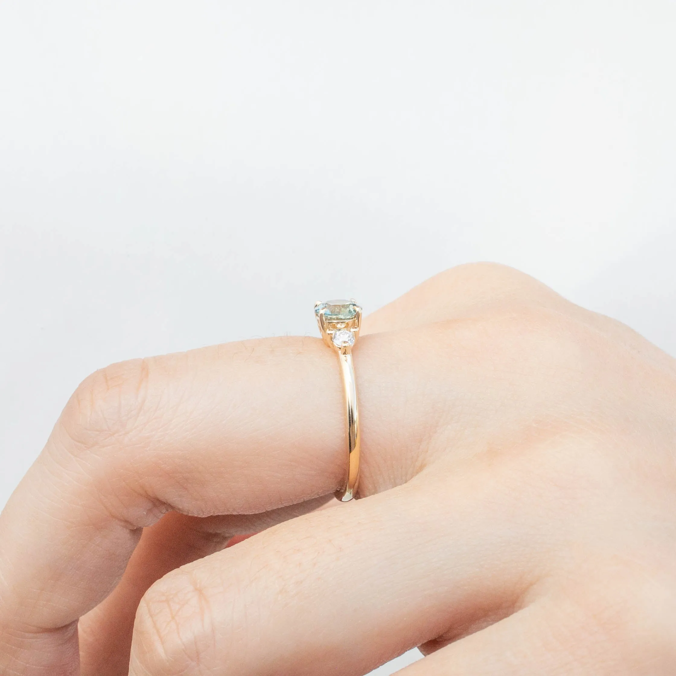 Emilie Ring - 0.66ct Light Blue-Green Montana Sapphire (One of a kind)