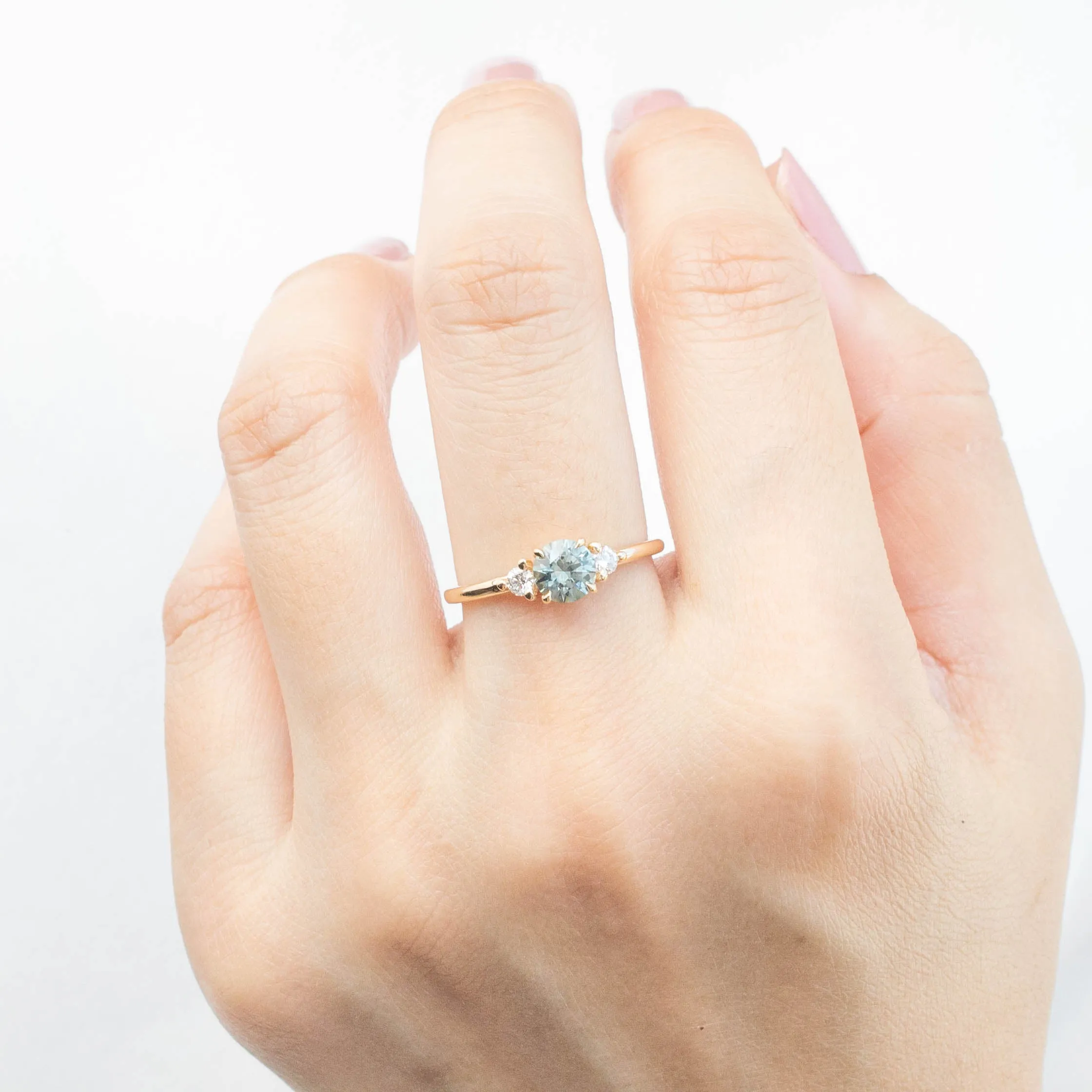 Emilie Ring - 0.66ct Light Blue-Green Montana Sapphire (One of a kind)