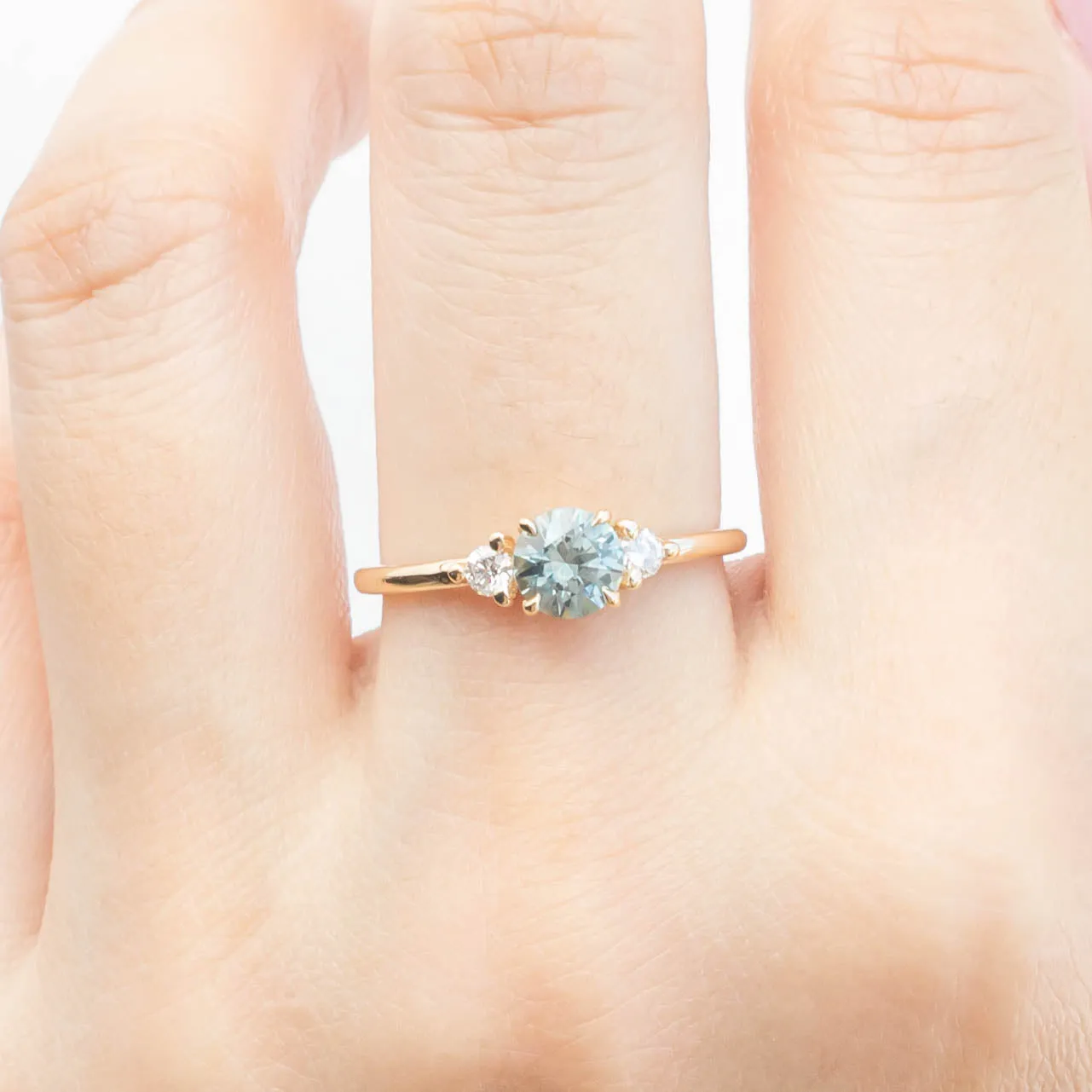 Emilie Ring - 0.66ct Light Blue-Green Montana Sapphire (One of a kind)