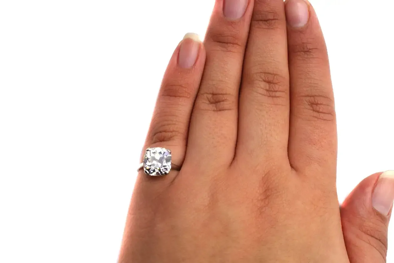 Exquisite 5.25 Carat GIA Certified Antique Cushion Diamond Ring