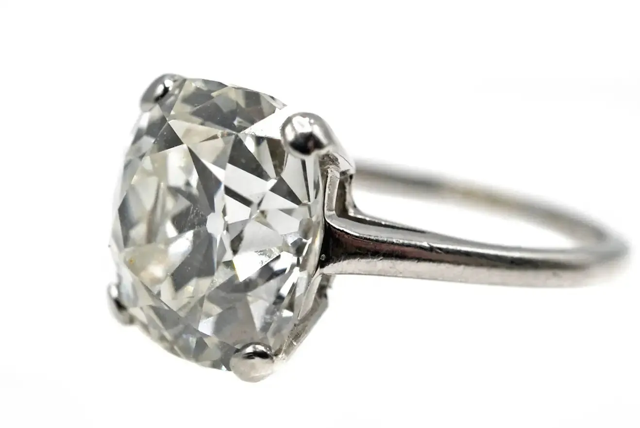 Exquisite 5.25 Carat GIA Certified Antique Cushion Diamond Ring