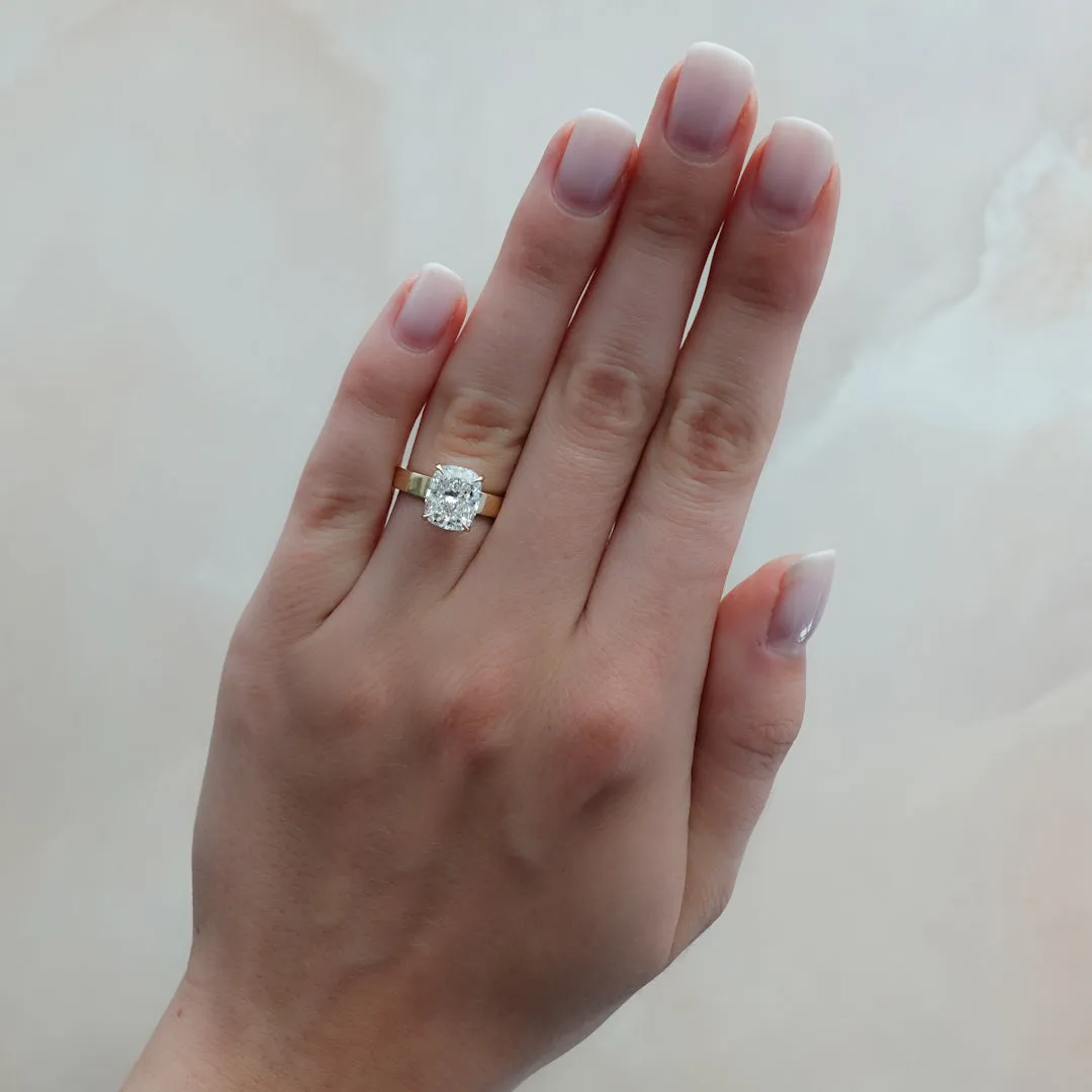 Finest Solitaire Engagement Ring With GIA 3.06ct Lab Grown Elongated Cushion Cut Diamond