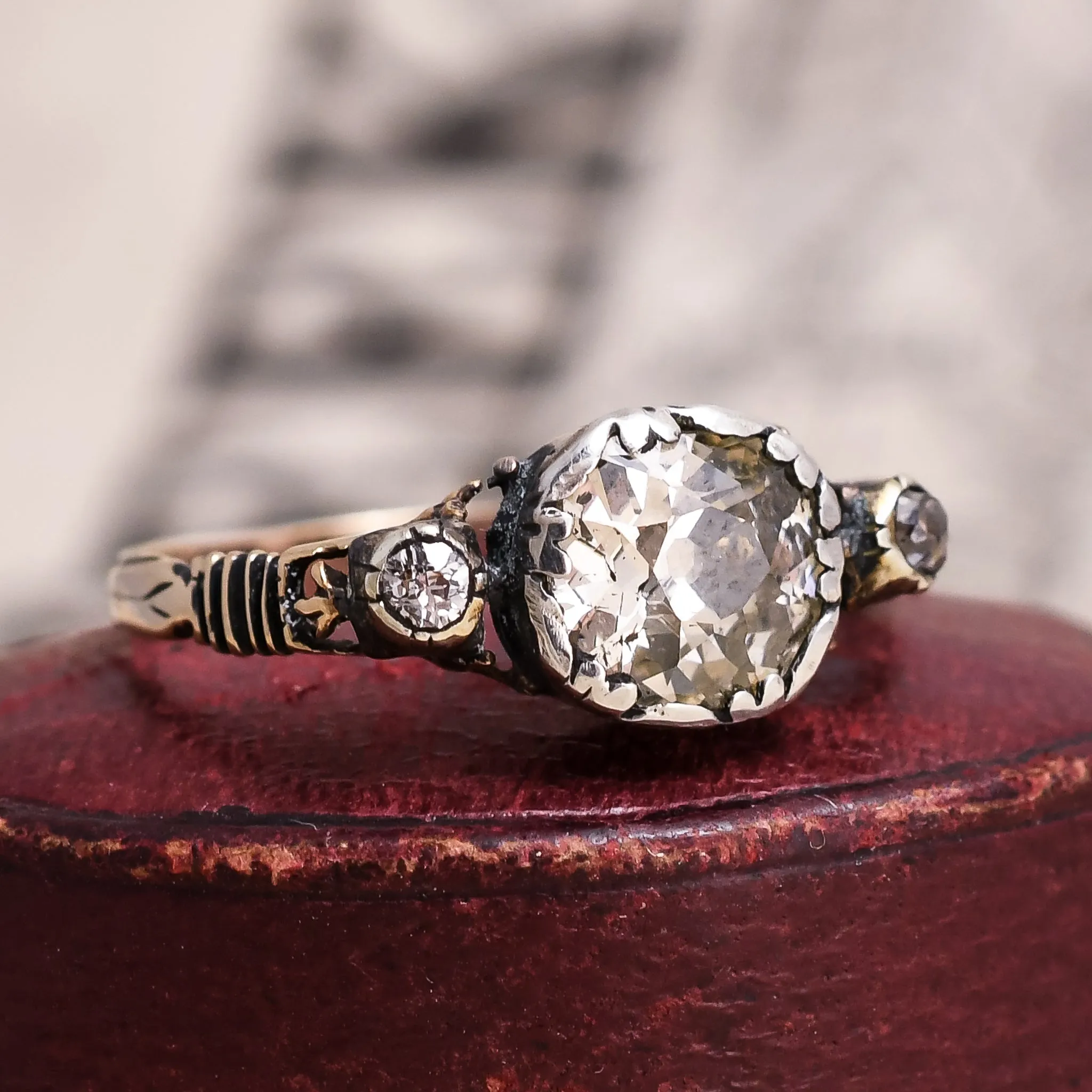 Georgian Old Mine Cut Diamond Solitaire Ring