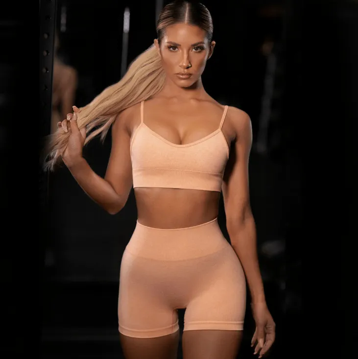 GlamFlex Yoga Bliss Fitness Set — Bra & Shorts Duo