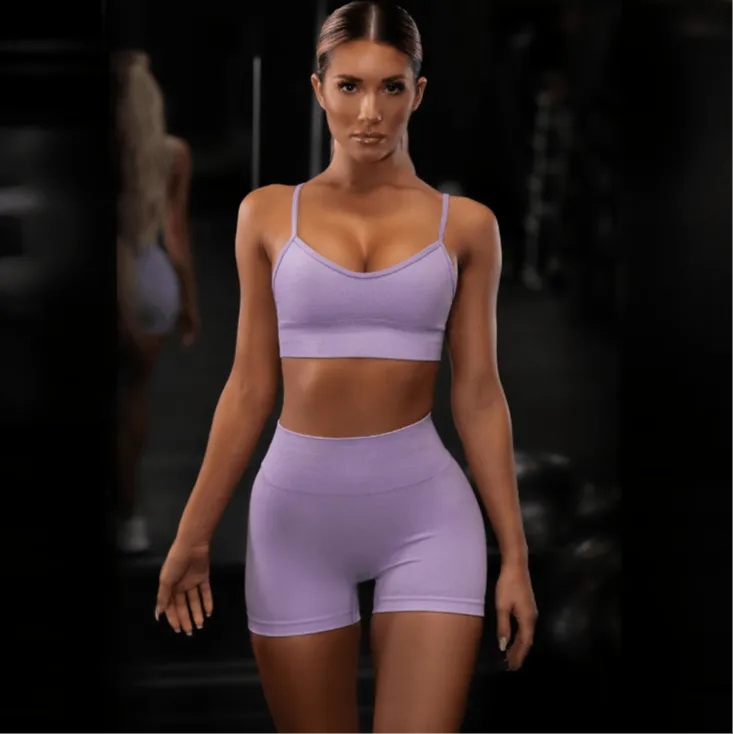 GlamFlex Yoga Bliss Fitness Set — Bra & Shorts Duo