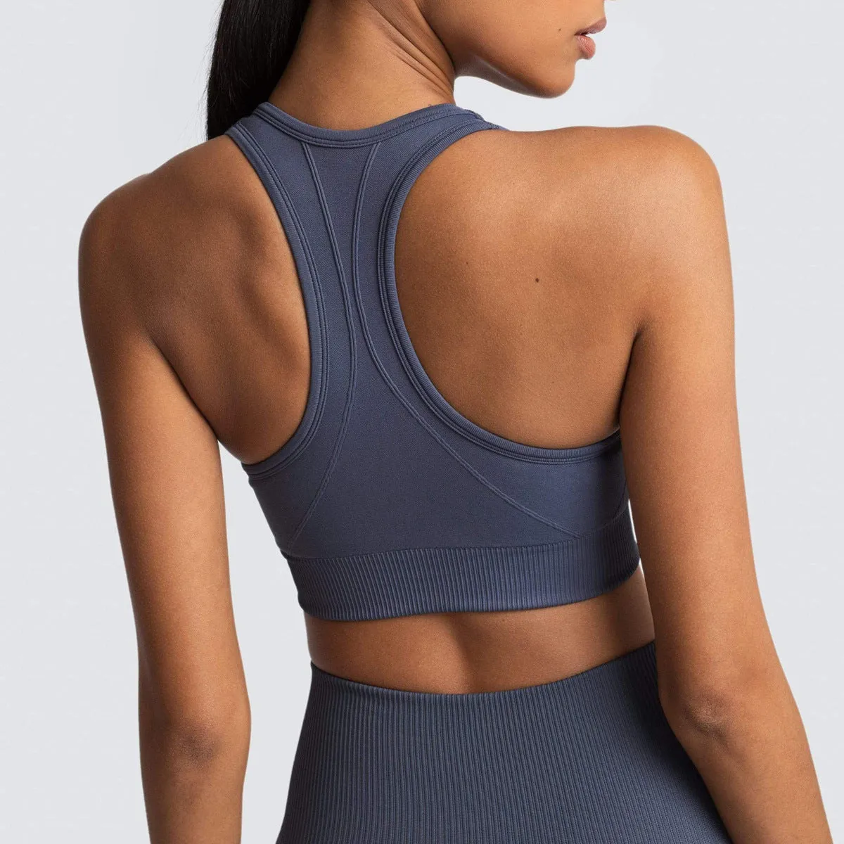 Goods In Stock Fast Drying Back Sports Bra, trendy Outdoor Sports Running Seamless Knitted Fitness Vest