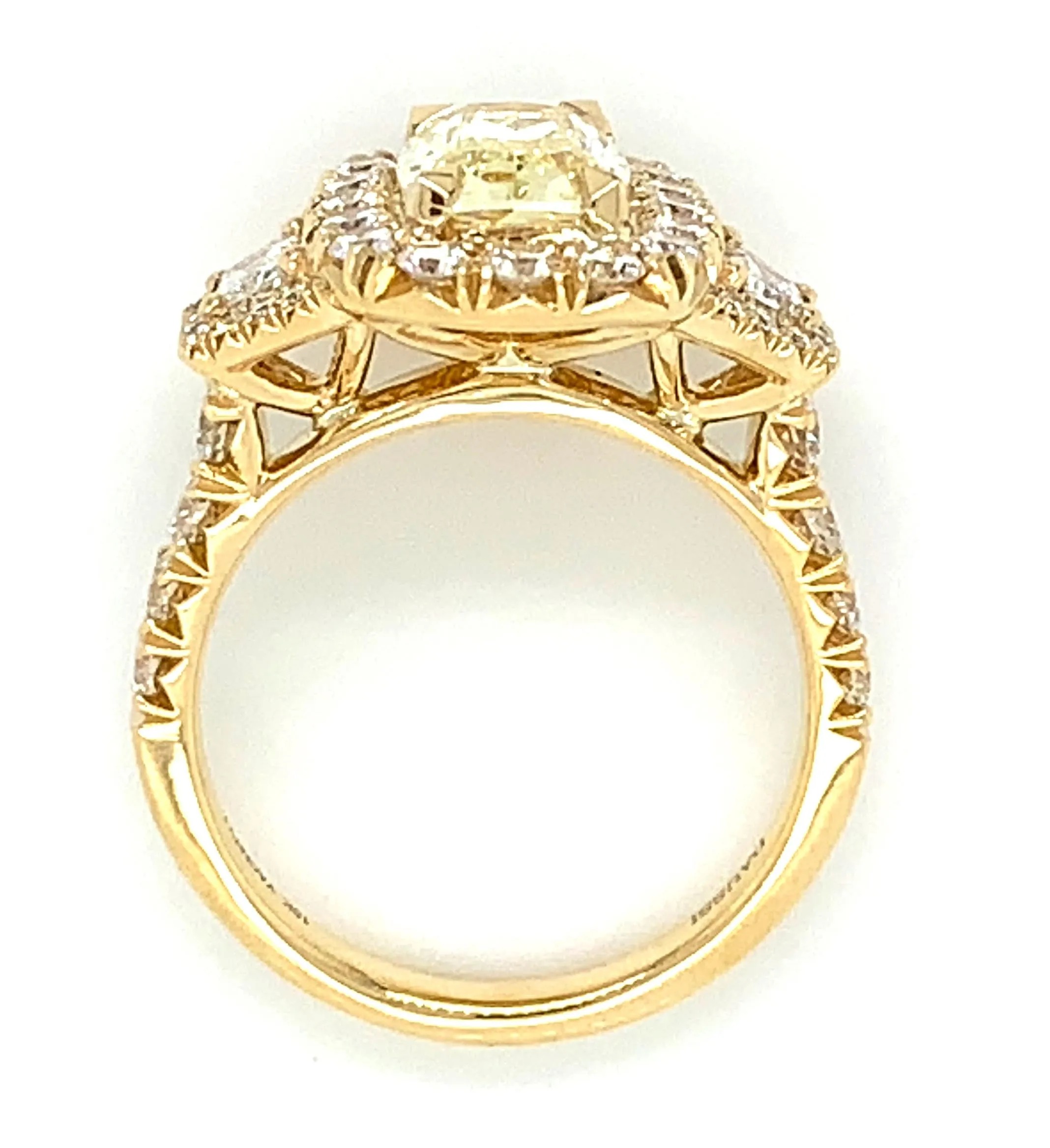 Henri Daussi Canary Fancy Light Yellow Cushion Cut 3.11ct t.w. Engagement Ring