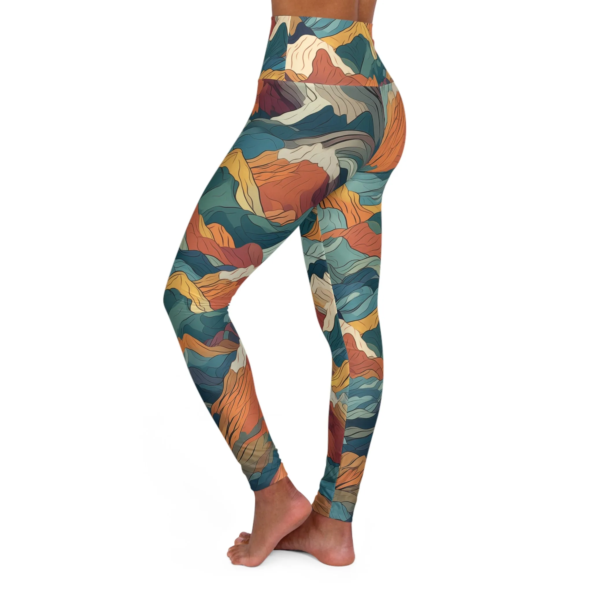 High Waisted Leggings - Bogdana Aix-en-Provence Anime Mountains