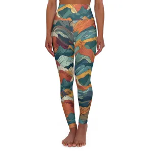 High Waisted Leggings - Bogdana Aix-en-Provence Anime Mountains