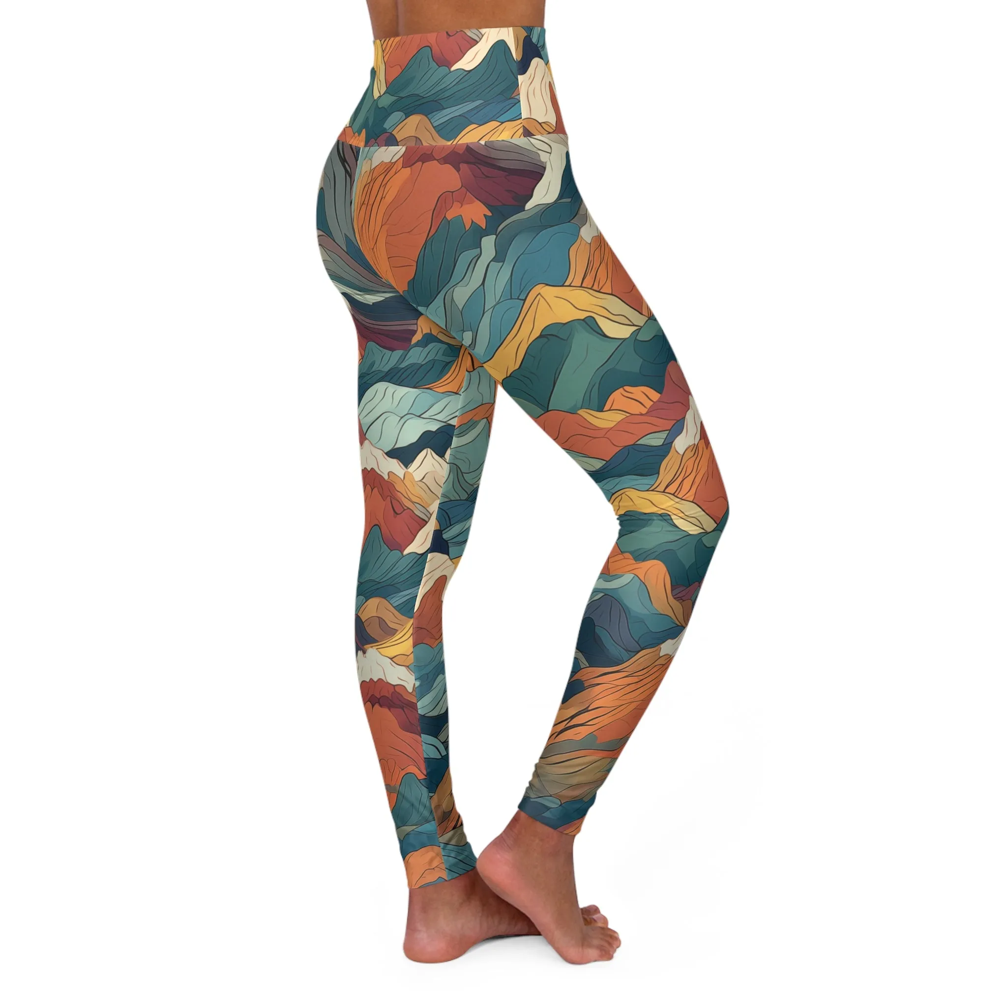 High Waisted Leggings - Bogdana Aix-en-Provence Anime Mountains