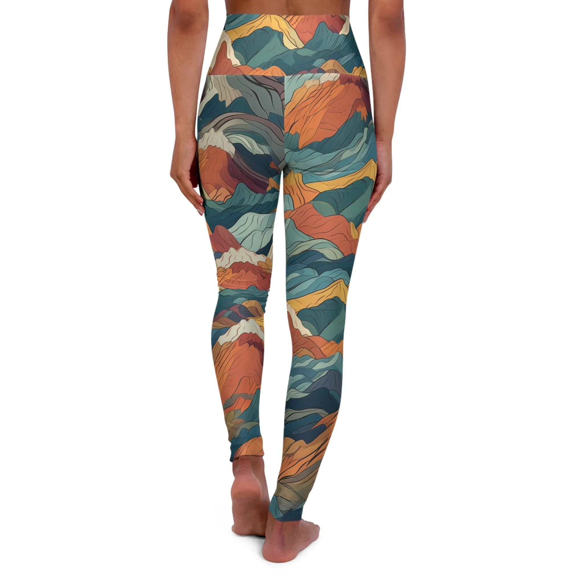 High Waisted Leggings - Bogdana Aix-en-Provence Anime Mountains