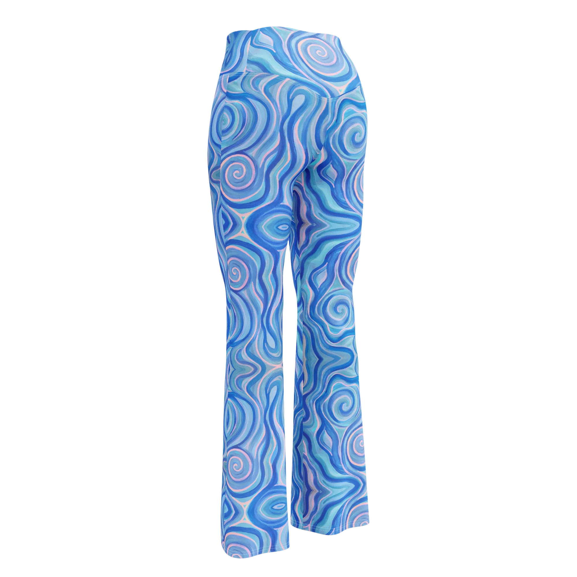 High Waisted Yoga Pants ( Internal Pocket)- "Aqua" Design