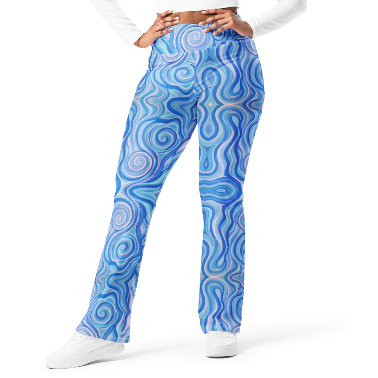 High Waisted Yoga Pants ( Internal Pocket)- "Aqua" Design