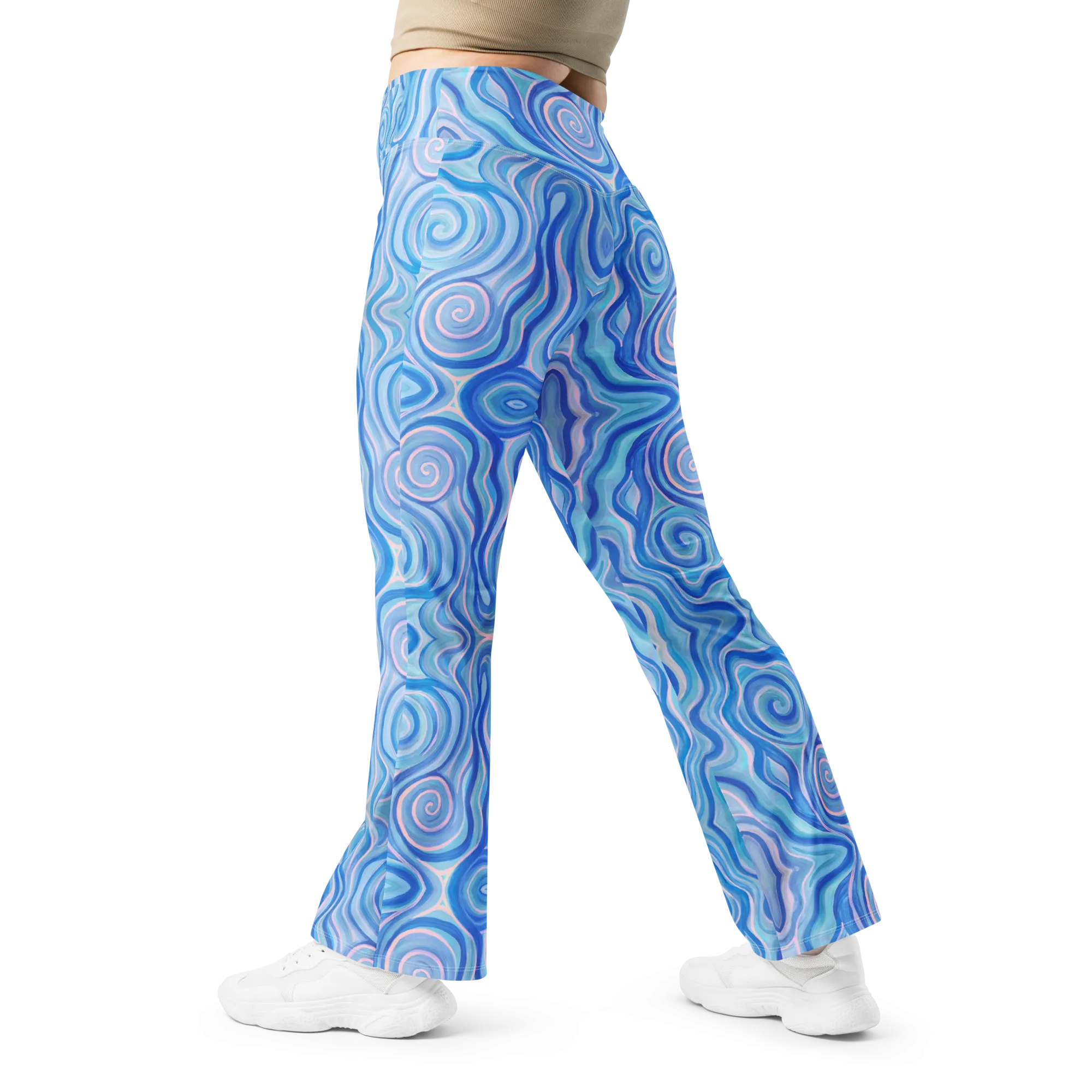 High Waisted Yoga Pants ( Internal Pocket)- "Aqua" Design