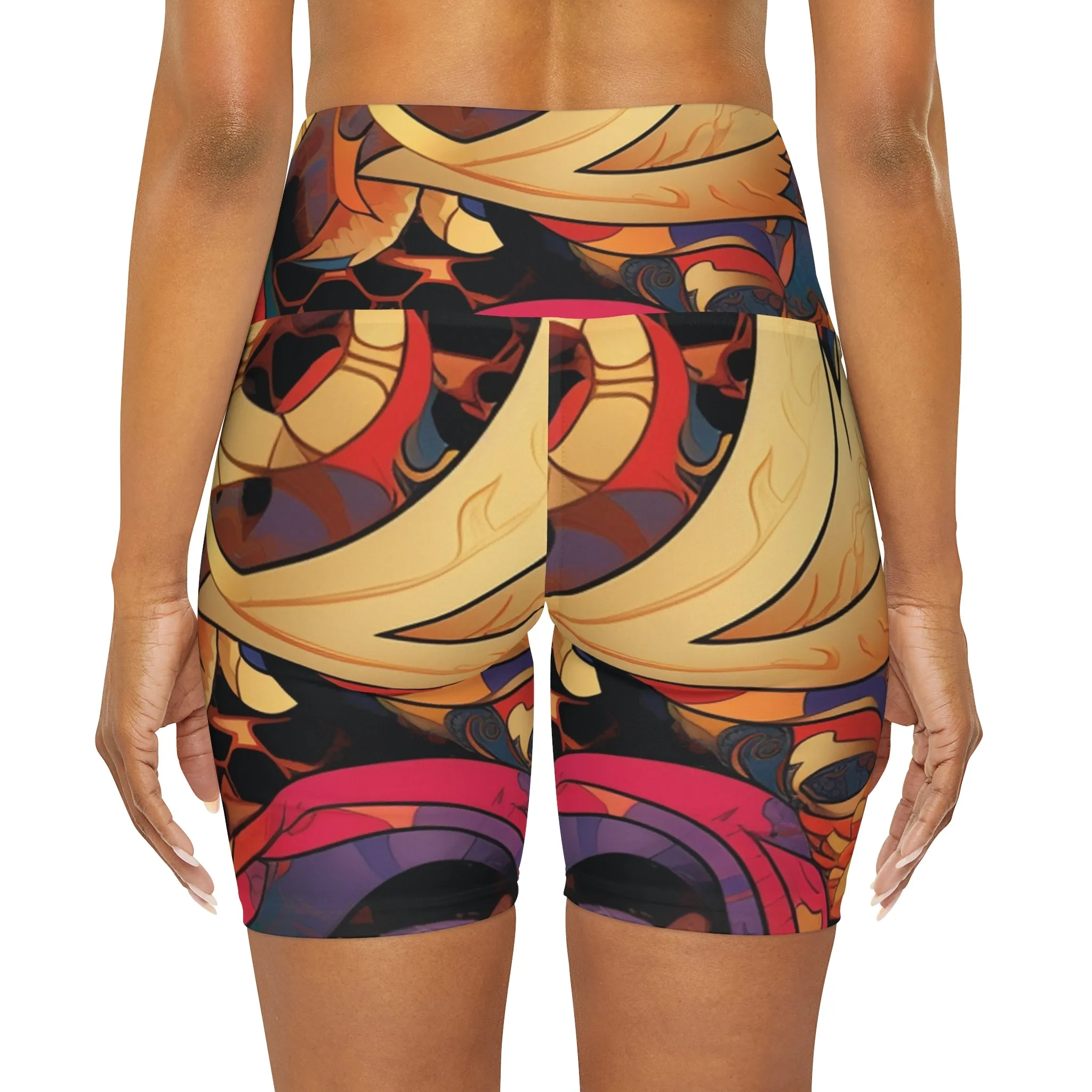 High Waisted Yoga Shorts - Luxury Fibonacci Fusion