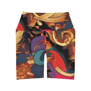 High Waisted Yoga Shorts - Luxury Fibonacci Fusion