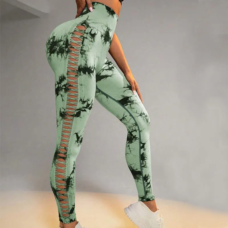 Hollow Tie-Dye Yoga Pants