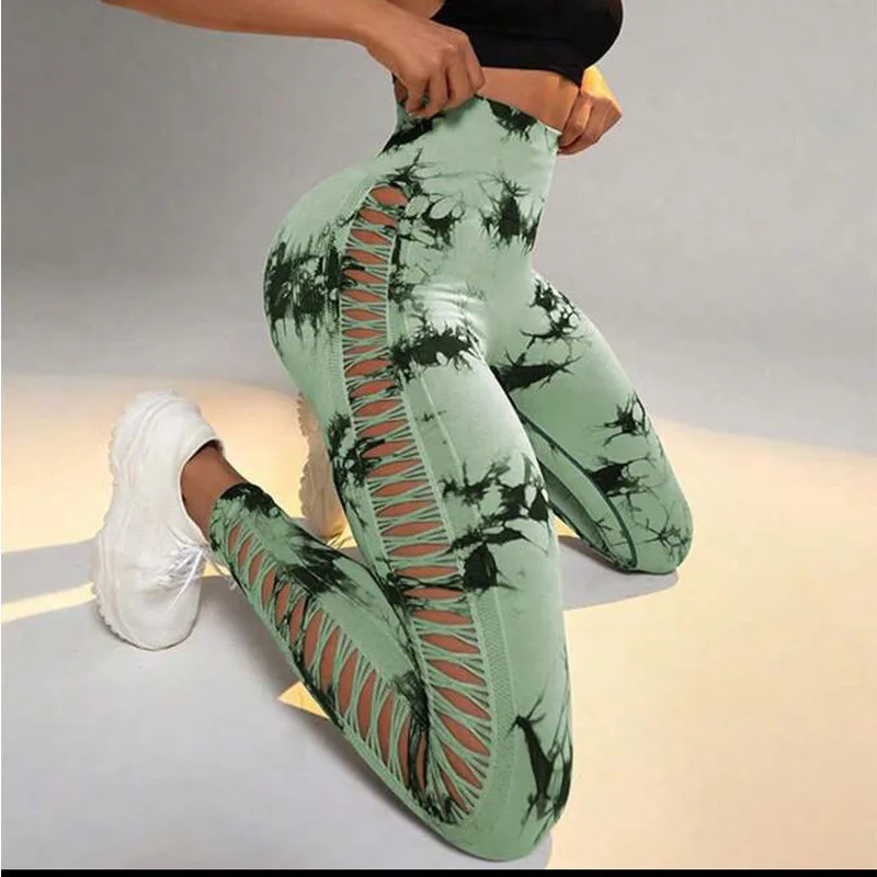 Hollow Tie-Dye Yoga Pants