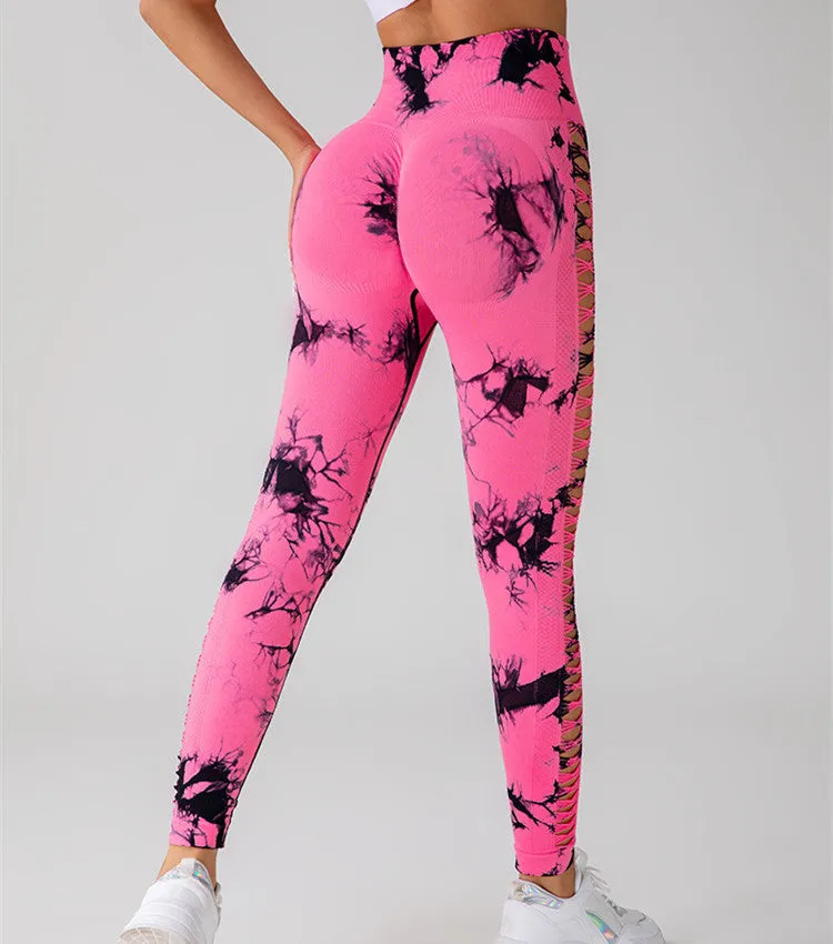 Hollow Tie-Dye Yoga Pants