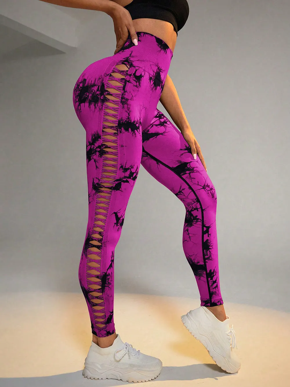 Hollow Tie-Dye Yoga Pants