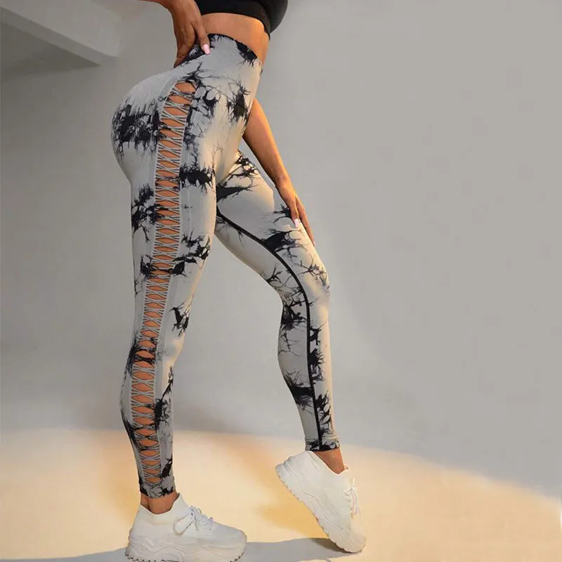 Hollow Tie-Dye Yoga Pants
