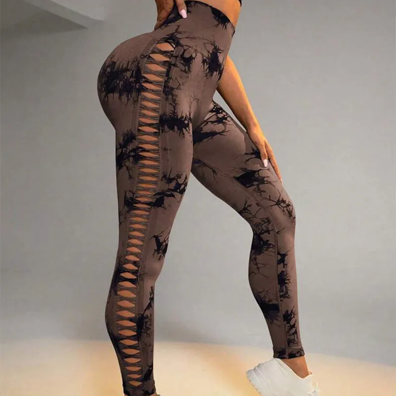 Hollow Tie-Dye Yoga Pants