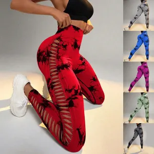Hollow Tie-Dye Yoga Pants