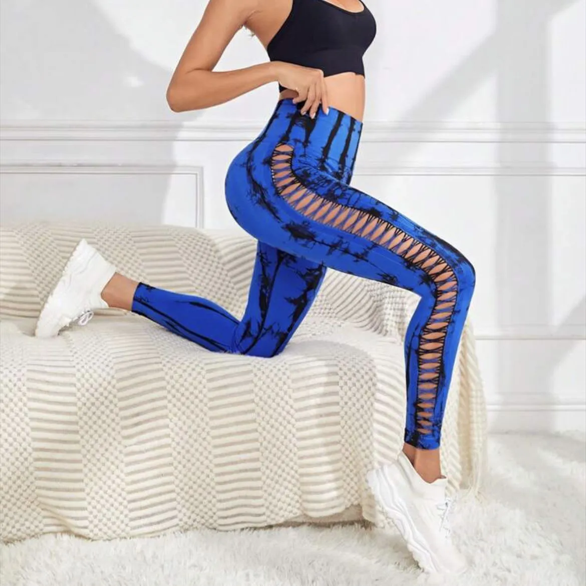 Hollow Tie-Dye Yoga Pants