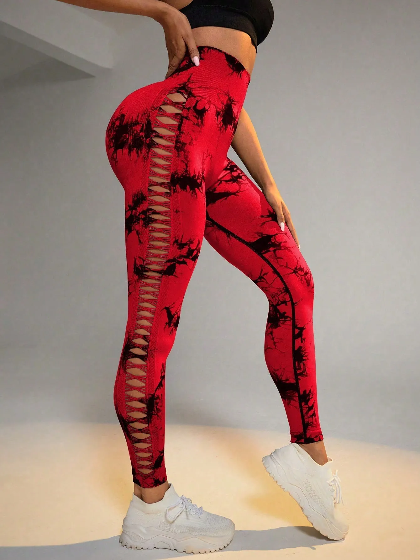 Hollow Tie-Dye Yoga Pants