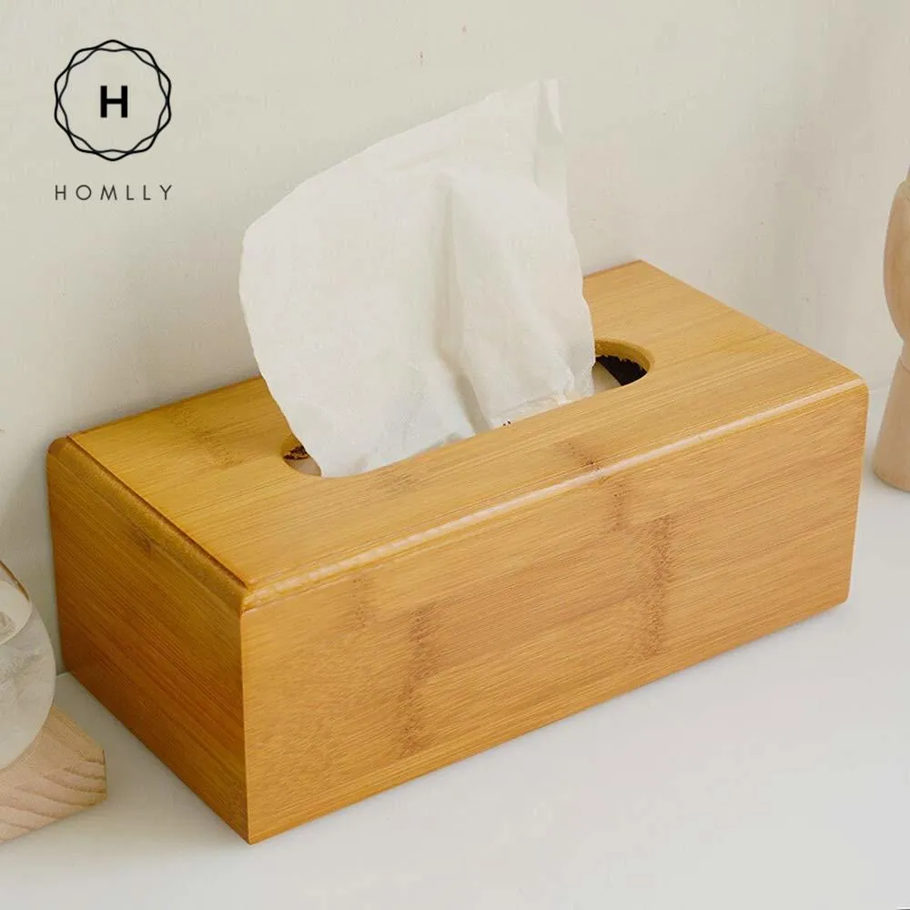 Homlly Bamboo Wood Tissue Box