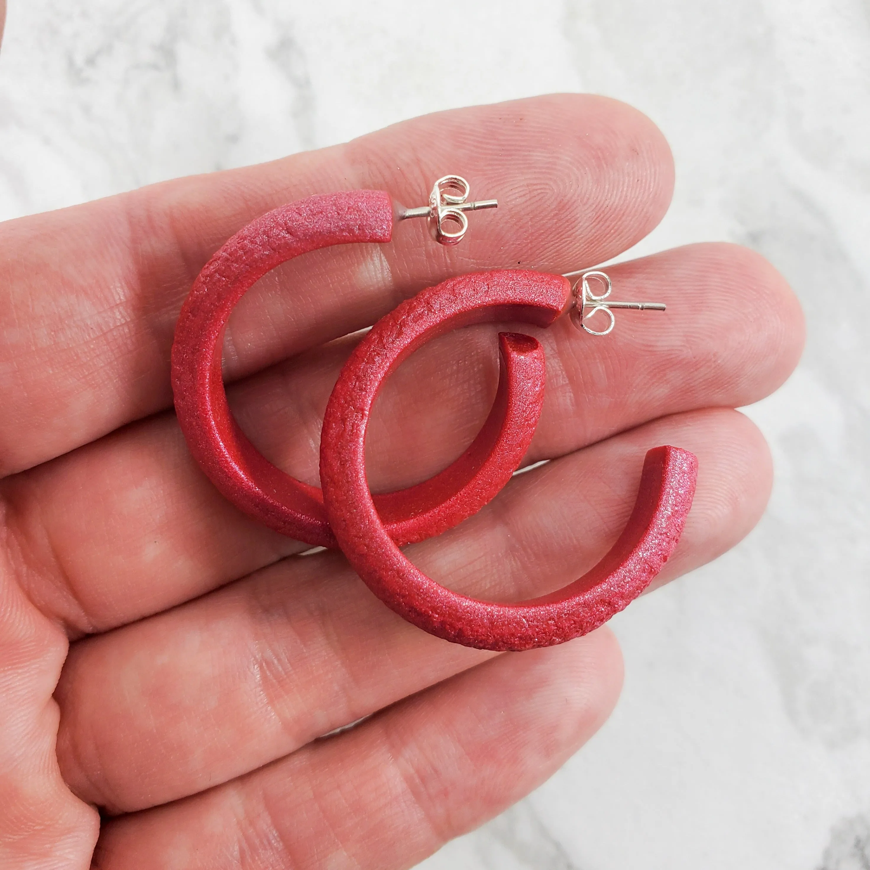 Hoop Earrings Medium - Pink Magenta