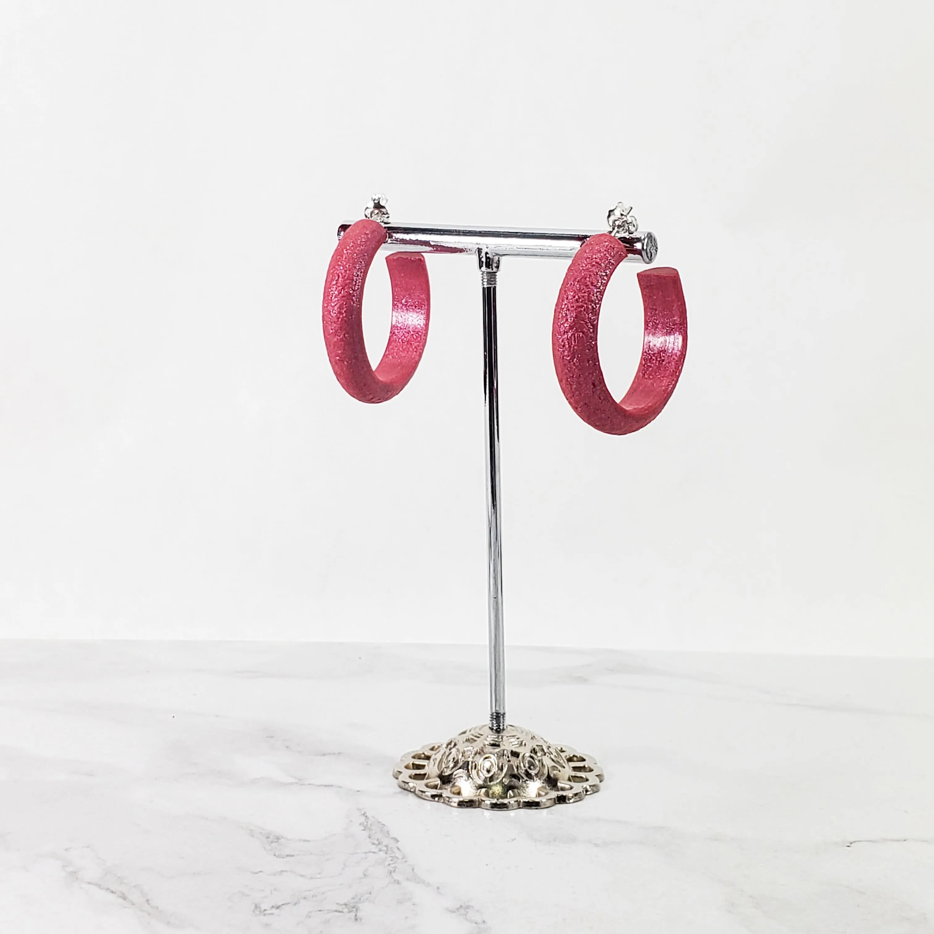 Hoop Earrings Medium - Pink Magenta