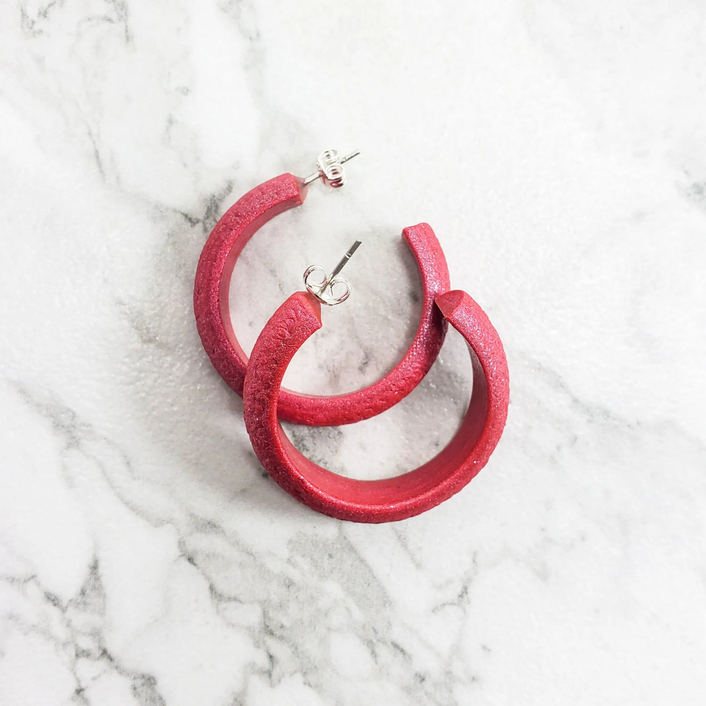 Hoop Earrings Medium - Pink Magenta