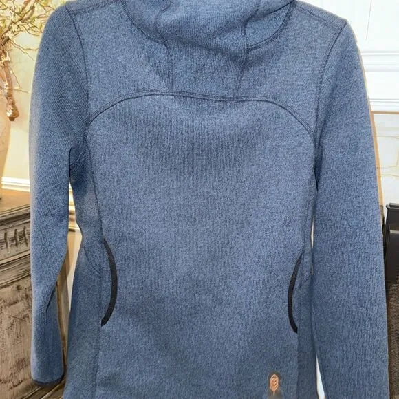 INDYGENA MILY POLARTEC WOMEN'S Blue Fleece Hoodie Small S Cowl Neck EUC