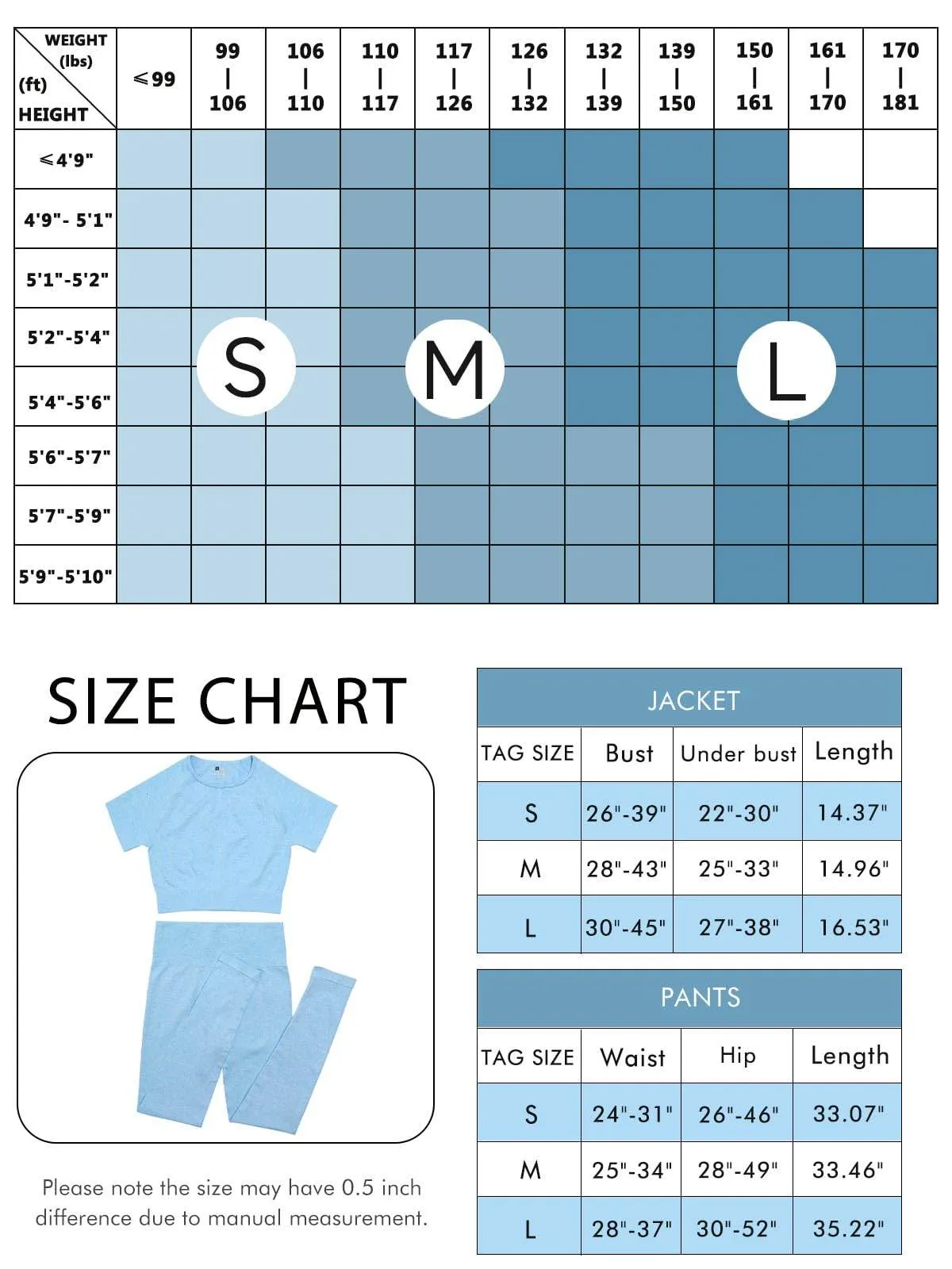 JOLLMONO 2 Piece Short Sleeve Outfits for Women Seamless Crop Tops Set for Women Workout Set(8005L-Light Blue)