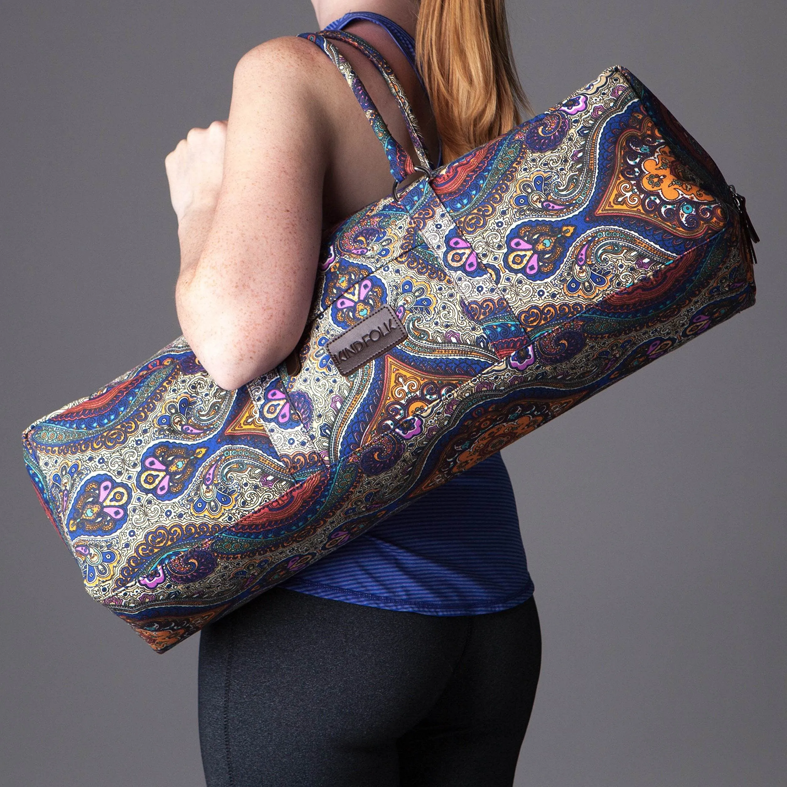 Kindfolk Yoga Mat Duffel Bag Canvas with Pocket and Zipper (Celestial)