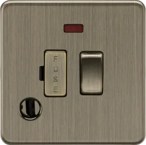Knightsbridge SF6300FAB Screwless 13A Switched Fused Spur   Neon   Flex Outlet - Antique Brass