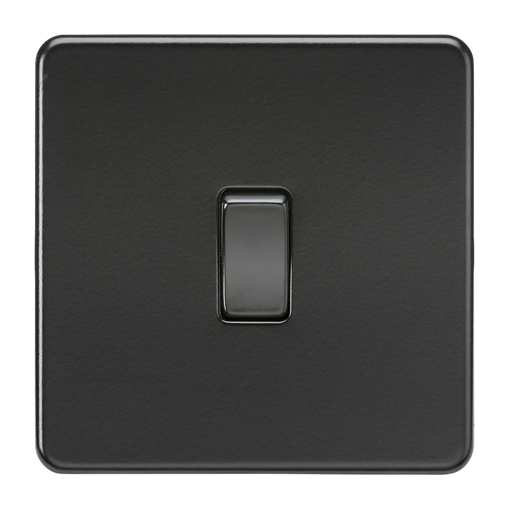 Knightsbridge SF8341MBB Screwless 20A 1G DP Switch - Matt Black   Black Rocker