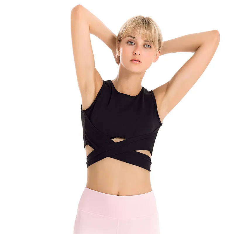 Lace-up Vest Running Fitness Halter Underwear Yoga Bra trendy