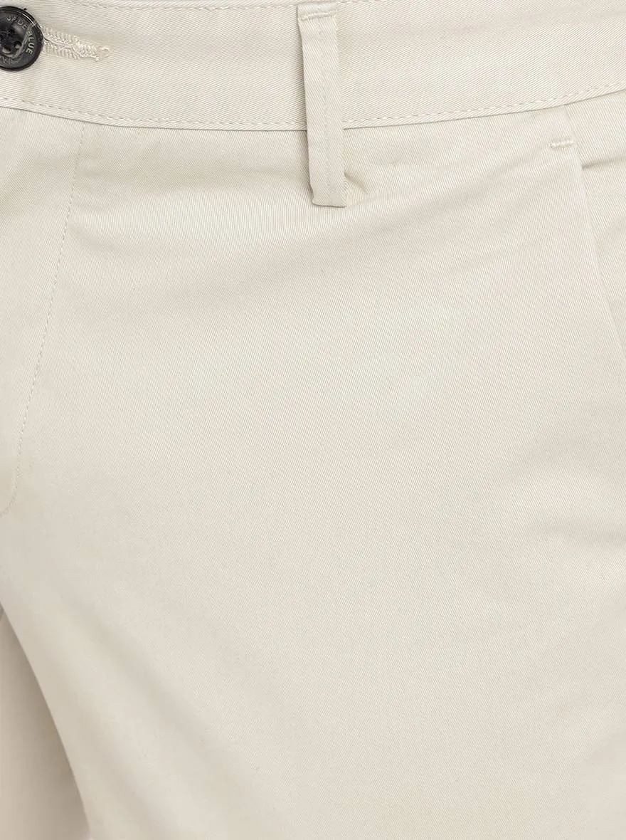 Light Beige Solid Uno Fit Casual Trouser | JadeBlue