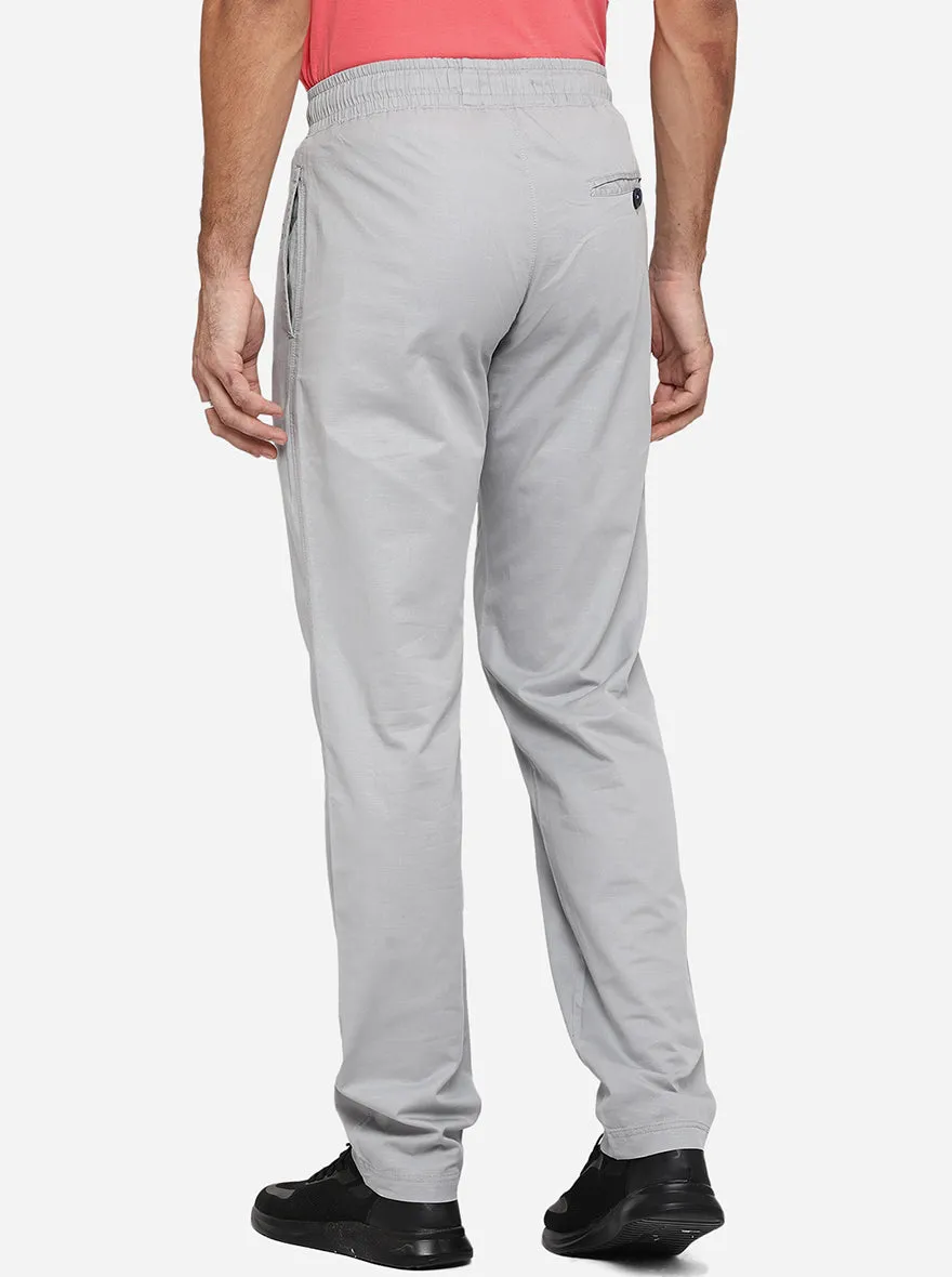 Light Grey Solid Regular Fit Track Pants | JadeBlue